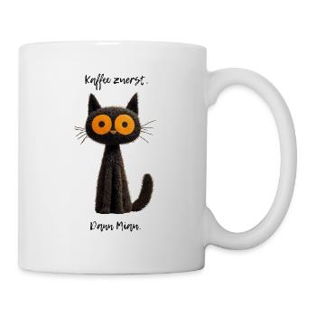 Fluffy cat with big orange eyes - Mug - white - Right