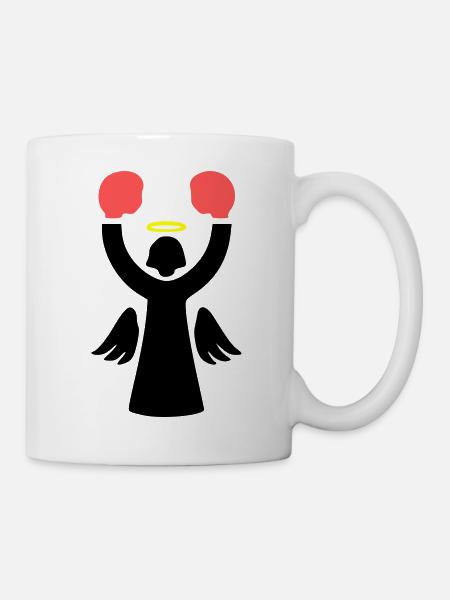 boxer engel piktogramm lustig - Tasse - Weiß