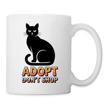 Adoptieren Statt Kaufen Schwarze Katze Tierschutz - Tasse - Weiß - Rechts