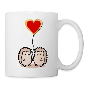 Valentinstag Igel Paare Herz Luftballon - Tasse - Weiß - Rechts