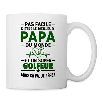 Cœur + Golf – Super Papa Golfeur - Mug blanc - blanc - Droite