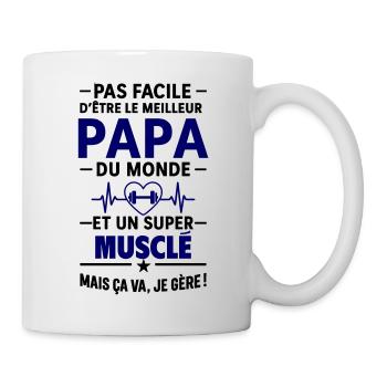 Cœur + Musculation – Super Papa Musclé - Mug blanc - blanc - Droite