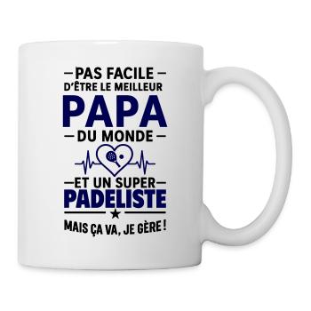 Cœur + Padel – Super Papa Joueur de Padel - Mug blanc - blanc - Droite