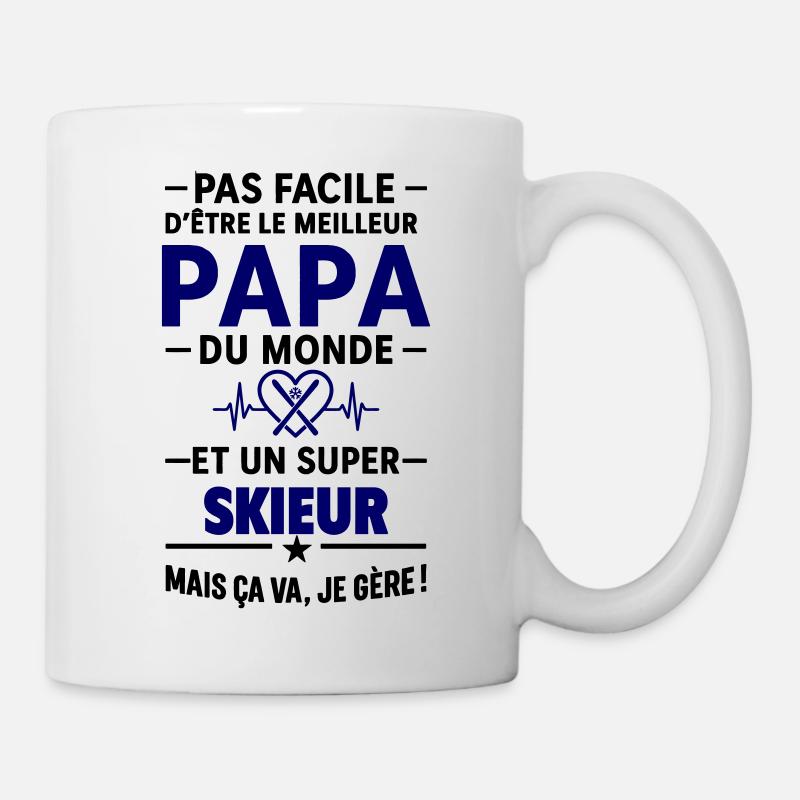 Cœur + Ski – Super Papa Skieur - Mug blanc - blanc