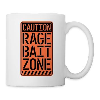 Avertissement Rage Appât Attention Zone Panneau Amusant Avertissement - Mug blanc - blanc - Droite