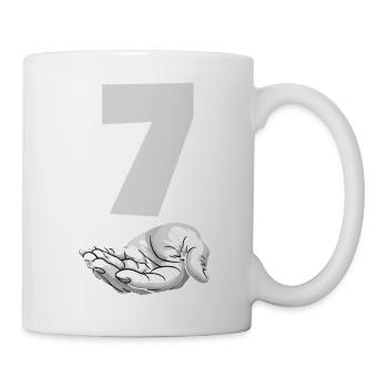 Funny Seven Meme Hand Gen Alpha Trend Joke - Mug - white - Right