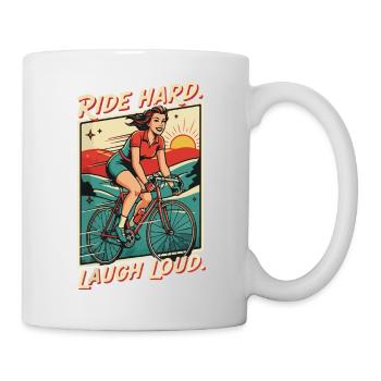 Ride Hard Laugh Loud Retro Fahrrad - Tasse - Weiß - Rechts
