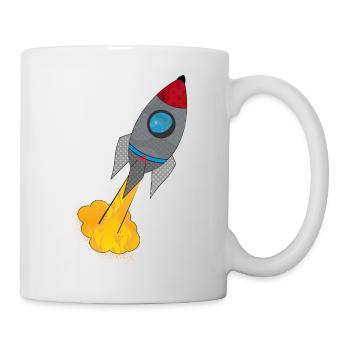 Colorful rocket at launch - Mug - white - Right