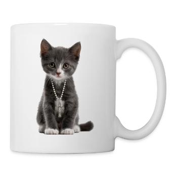Katze Kreuzkette Christ Christentum Christen - Tasse - Weiß - Rechts
