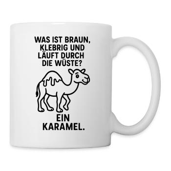 karamel karamell kamel wüste kinder witz - Tasse - Weiß - Rechts