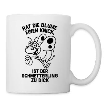 schmetterling zu dick spruch witzig - Tasse - Weiß - Rechts