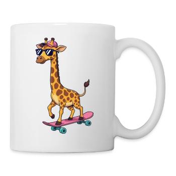Giraffe drôle patinant sur skateboard Skater de dessins animés - Mug blanc - blanc - Droite