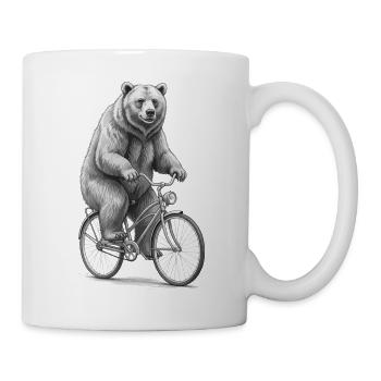 Bear on Bicycle in Monochrome Whimsy - Mug - white - Right