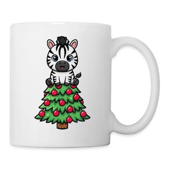 Cute Zebra Christmas Tree Cartoon Christmas Eve - Mug - white - Right