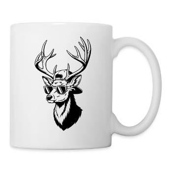 Hipster Hirsch mit Sonnenbrille - Tasse - Weiß - Rechts