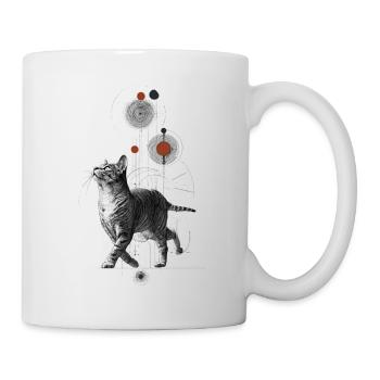 Mystische Katze im Geometrie-Universum - Tasse - Weiß - Rechts