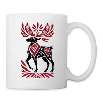 Nordic Tribal Hirsch – Winter Wald Deko Design - Tasse - Weiß - Rechts