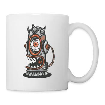 Mechanical monster with an orange eye - Mug - white - Right