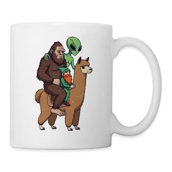 Sasquatch Elf Alien auf Lama - Tasse - Weiß - Rechts