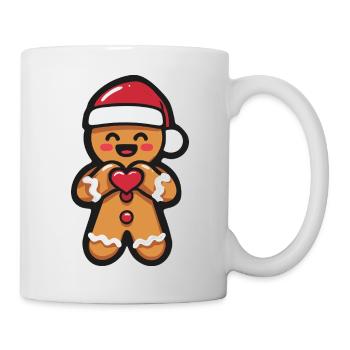 Kawaii Lebkuchenmann Herz Weihnachten - Tasse - Weiß - Rechts