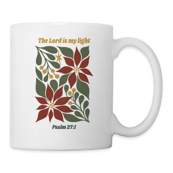 Der Herr ist mein Licht – Psalm 27,1 Blumenweihnachten - Tasse - Weiß - Rechts