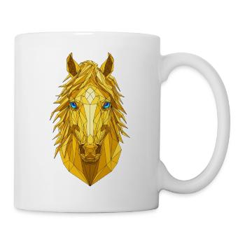 Goldenes Geometrie Pferd Kopf - Tasse - Weiß - Rechts
