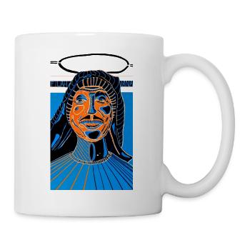 Neonlinien-Portrait Blau-Orange | Filah Iana Blau - Tasse - Weiß - Rechts
