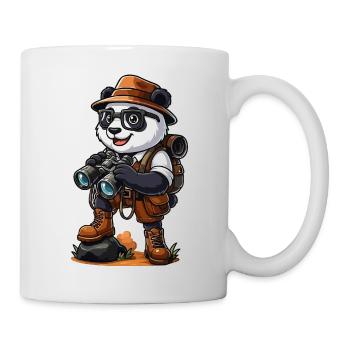Lustiges Panda-Entdecker-Wandern-Camping-Abenteuer - Tasse - Weiß - Rechts