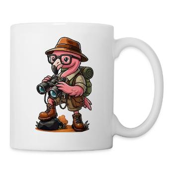 Funny Flamingo Explorer Hiking Camping Adventure - Mug - white - Right