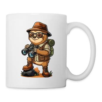Funny Sloth Explorer Hiking Camping Adventure - Mug - white - Right