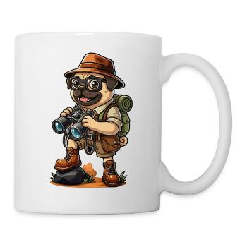 Funny Pug Explorer Hiking Camping Adventure - Mug - white - Right