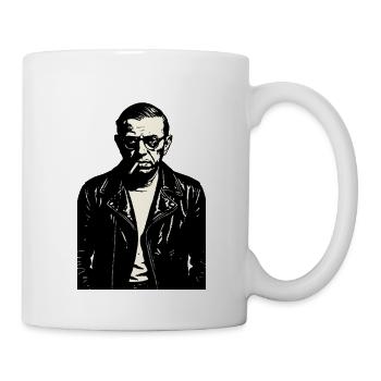 Jean Paul Sartre Noir Leather Rebel Portrait - Mug - white - Right