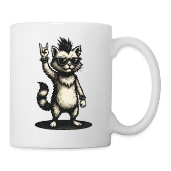 Chat à bascule avec crête et lunettes de soleil - Mug blanc - blanc - Droite