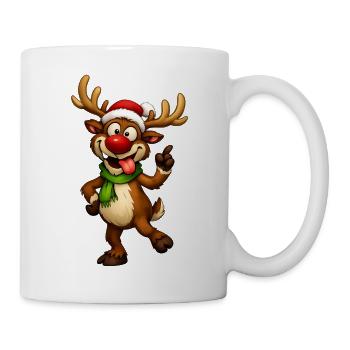 Lustiges Weihnachtsrentier – Festliche und Humo-Illustration - Tasse - Weiß - Rechts