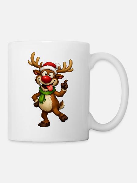 Funny Christmas Reindeer – Festive and Humo Illustration - Mug - white
