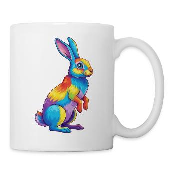 Colorful Rabbit Rainbow Pop Art Watercolor - Mug - white - Right