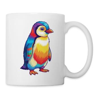 Colorful Penguin Rainbow Pop Art Watercolor - Mug - white - Right