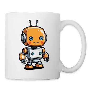 Robot orange kawaii avec casque - Mug blanc - blanc - Droite