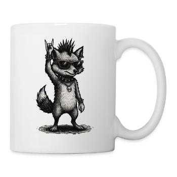 Renard Rock Punk avec lunettes de soleil et clous - Mug blanc - blanc - Droite