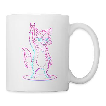 Renard à la Glace avec des lunettes de soleil cool - Mug blanc - blanc - Droite