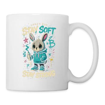 Sweat à capuche lapin urbain, restez doux, restez fort - Mug blanc - blanc - Droite