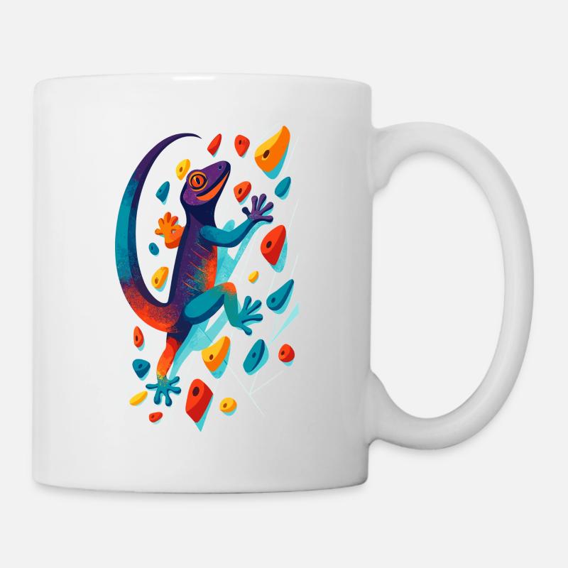 Bouldern Gecko Klettertier Klettern Echse Geschenk - Tasse - Weiß