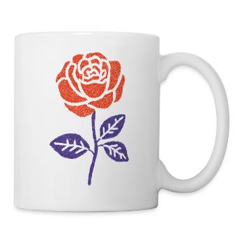 Oranger Rose mit Purpurstiel - Tasse - Weiß - Rechts