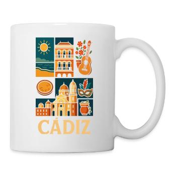 Cadiz Collage Sonne Architektur Gitarre - Tasse - Weiß - Rechts