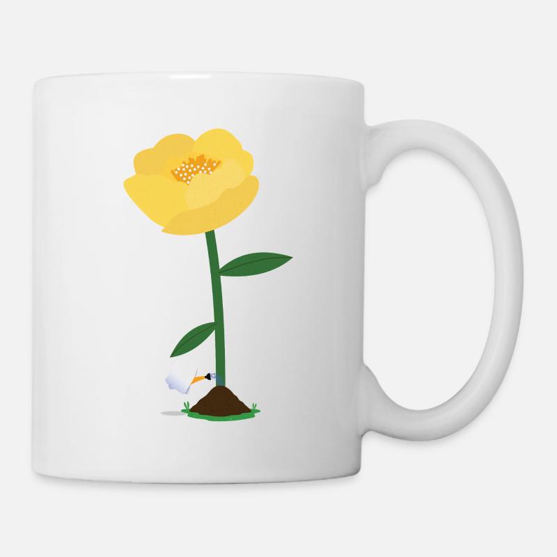 Fleur jaune avec arrosoir fantôme - Mug blanc - blanc