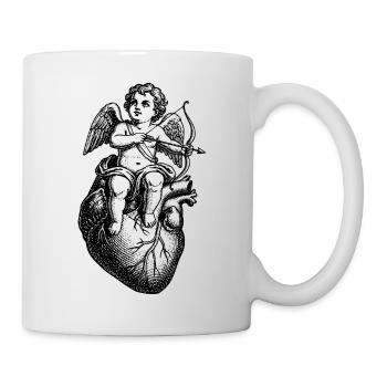Ange vintage romantique sur cœur avec une flèche - Mug blanc - blanc - Droite