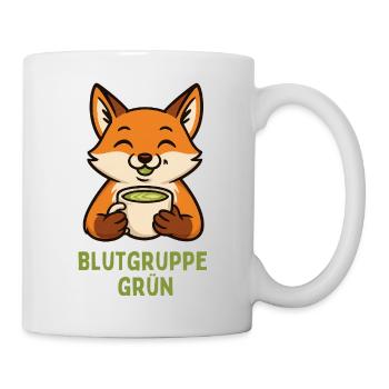 Renard joyeux avec boisson verte - Mug blanc - blanc - Droite