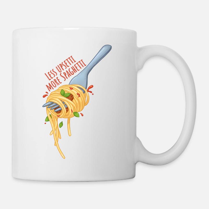 Less Upsetti More Spaghetti – Kawaii Food Meme - Mug - white