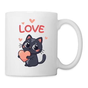 Chat Kawaii Coeur Rosé Love - Mug blanc - blanc - Droite