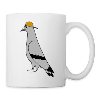 Pigeon with Cap – Urban Minimal Illustration - Mug - white - Right